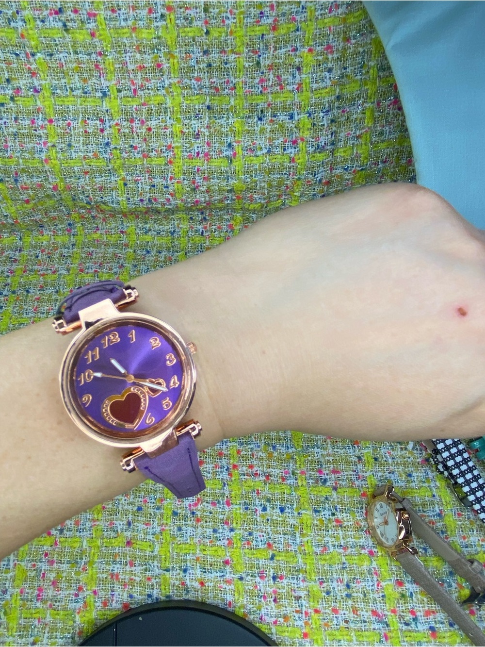 Purple Heart Dial Women's Watch with Rose Gold Case
